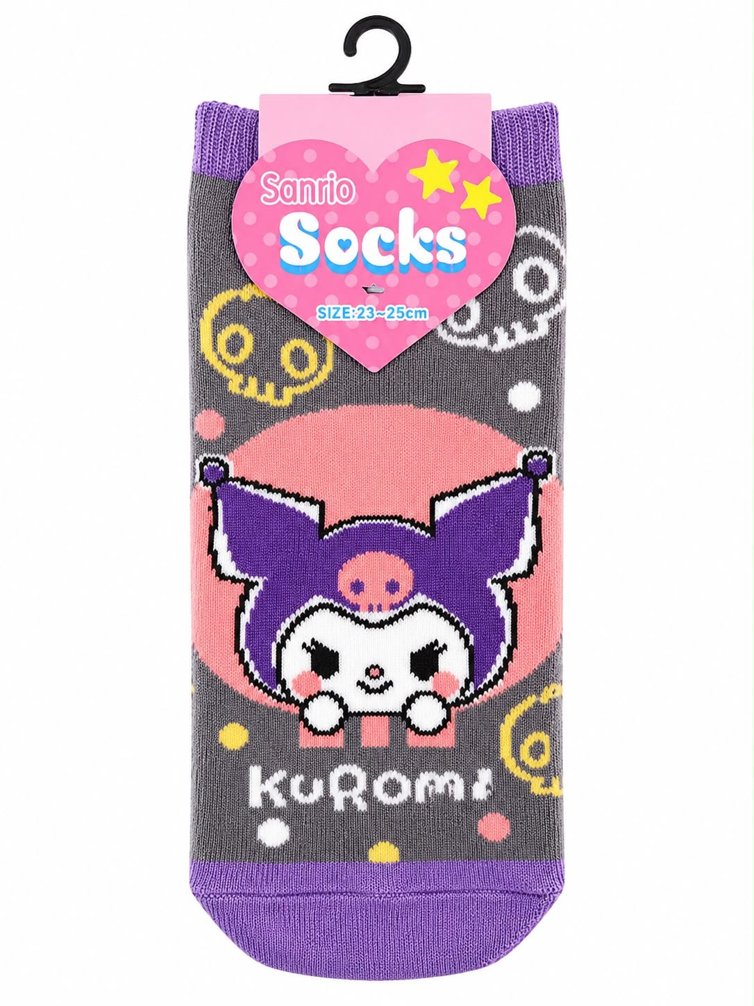 Kuromi Grey Pink Skull 23-25cm Sanrio Socks