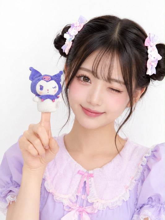Purple Kuromi Japanese Sanrio Plush Finger Puppet/Pen Topper