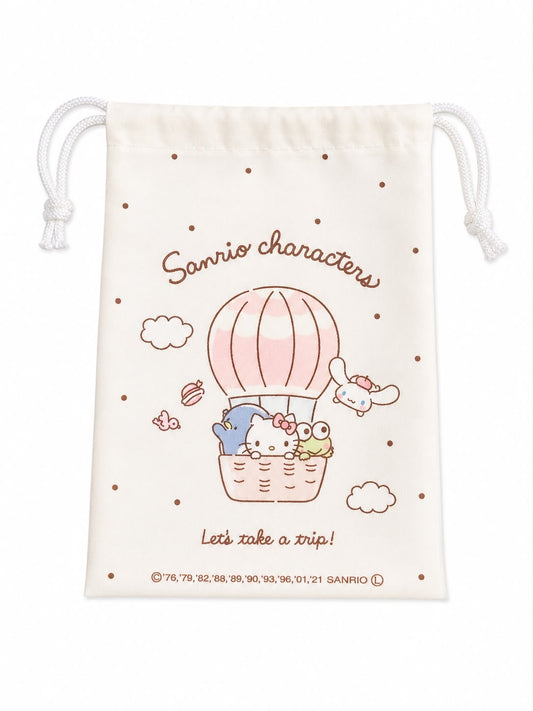 Sanrio Characters Beige Mini Japanese Sanrio Drawstring Pouch