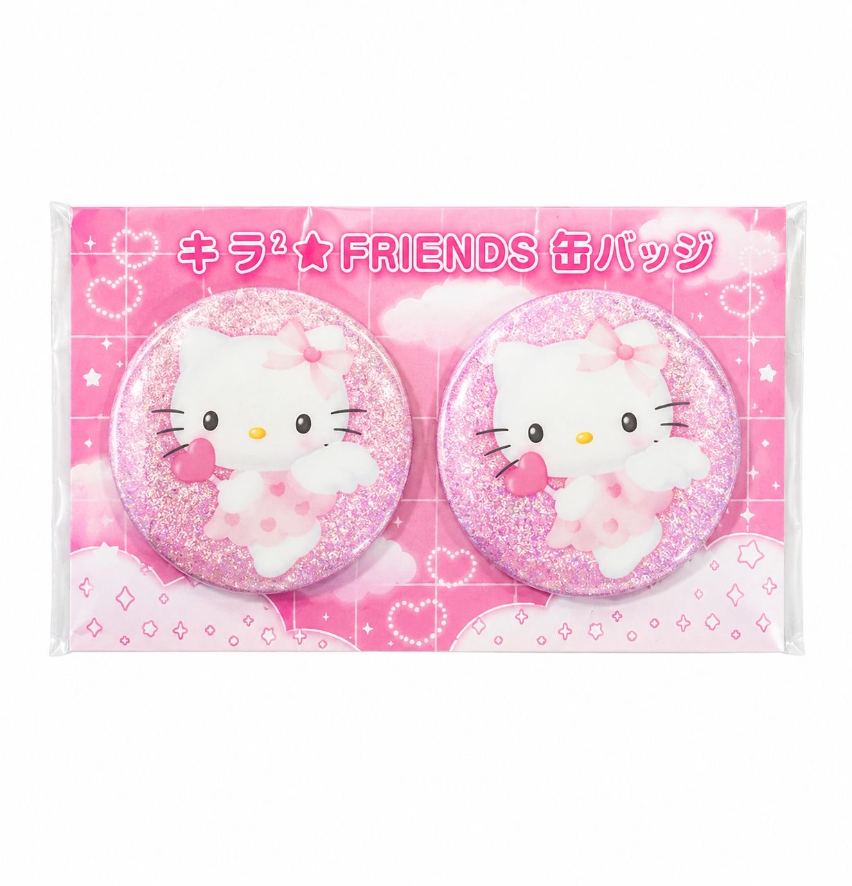 Hello Kitty Angels 2pc Glitter 4cm Japanese Sanrio Badges