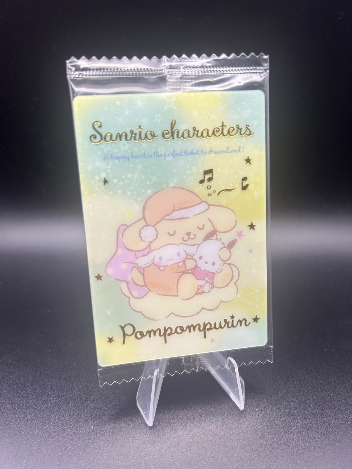Gold Foil PomPomPurin Sleeping Japanese Sanrio Wafer Card
