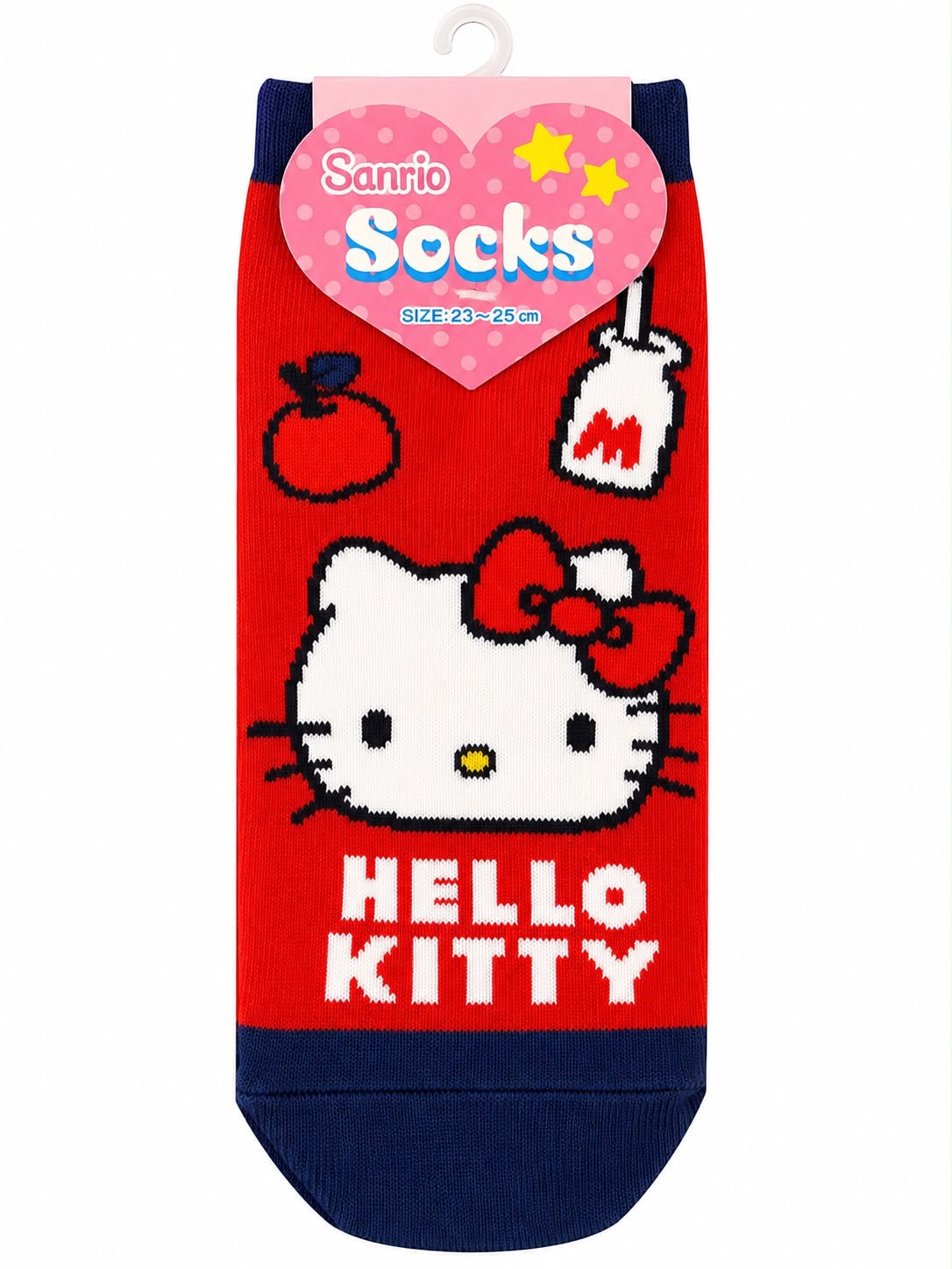 Red Hello Kitty Face 23-25cm Japanese Sanrio Socks
