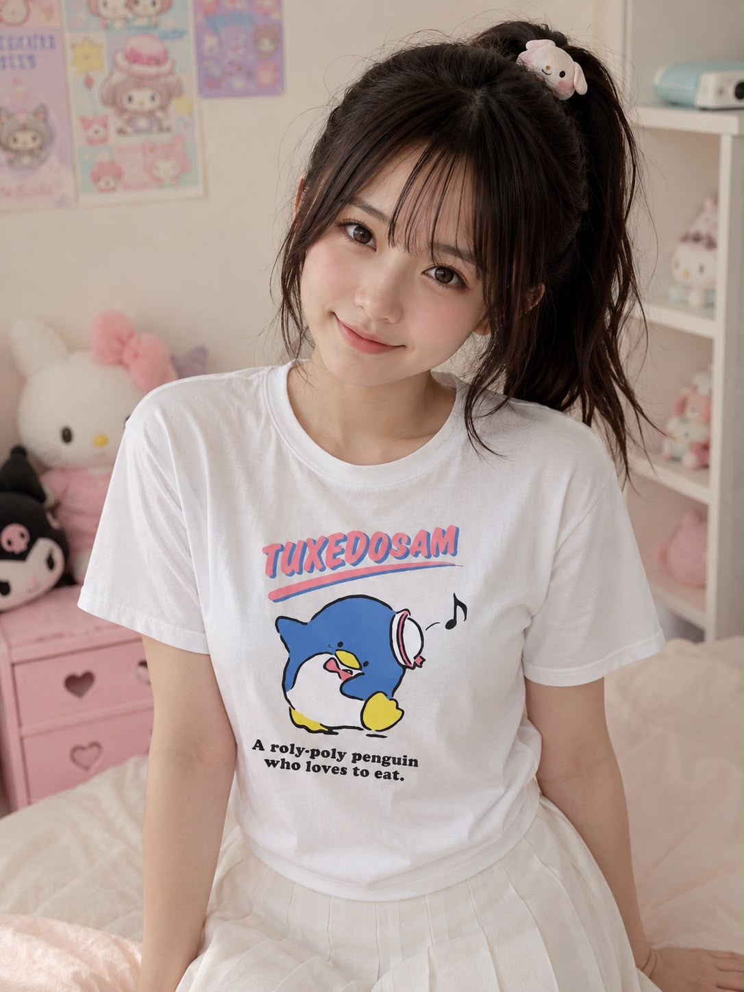 Tuxedo Sam White Size M (14) Japanese Sanrio T-Shirt
