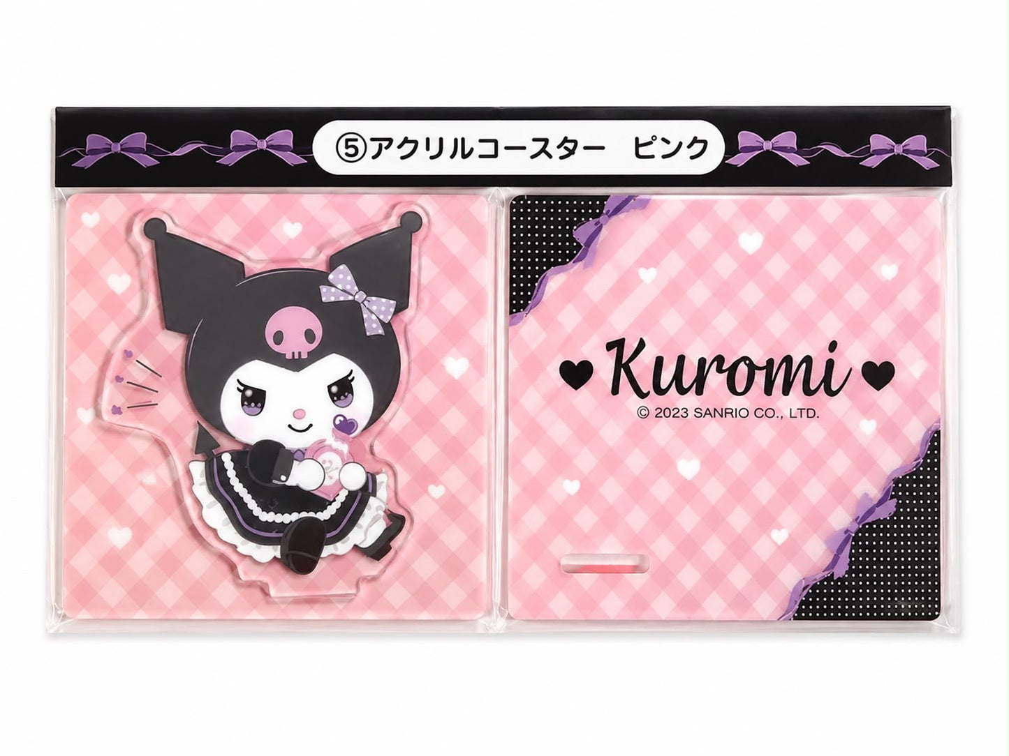 Pink Kuromi Square Coaster Acrylic Display Stand Japanese Sanrio