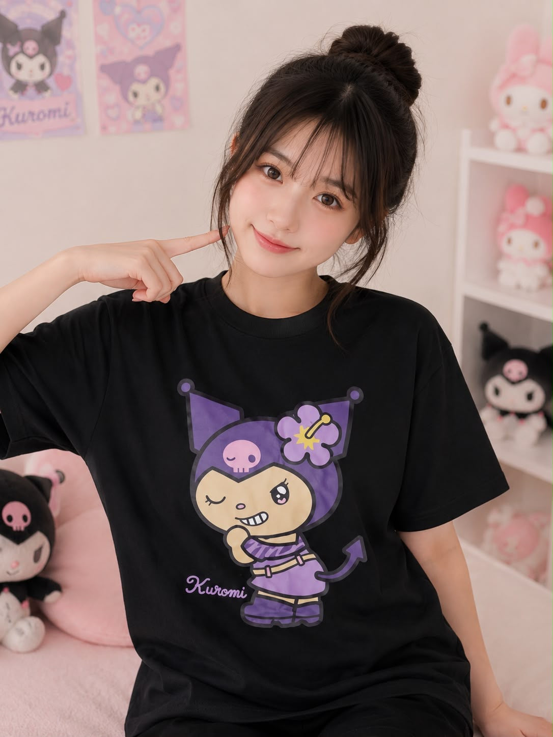 Kuromi Black Size M (14) Japanese Sanrio T-Shirt