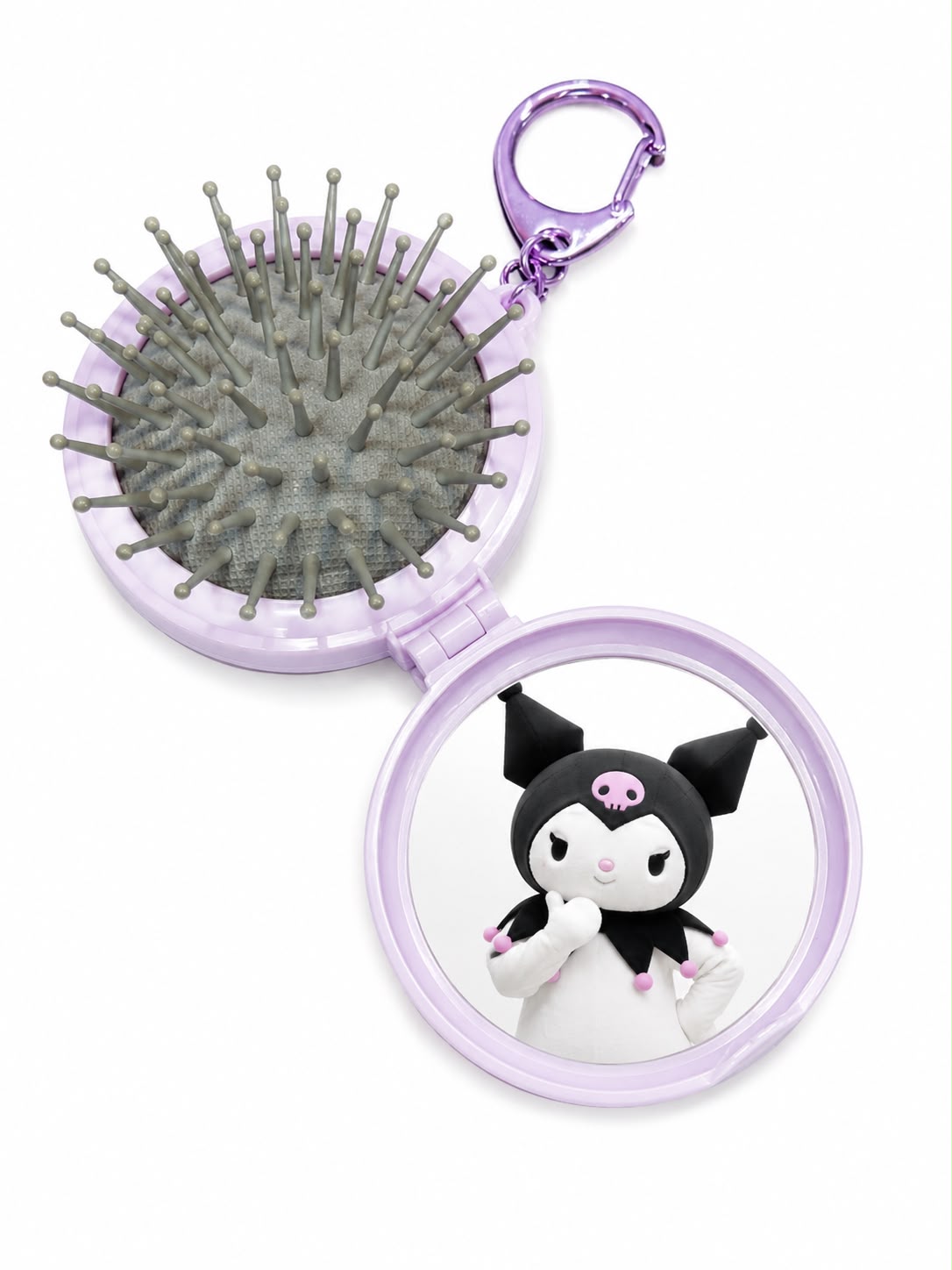 Kuromi Folding Compact Hairbrush Japanese Sanrio Keychain