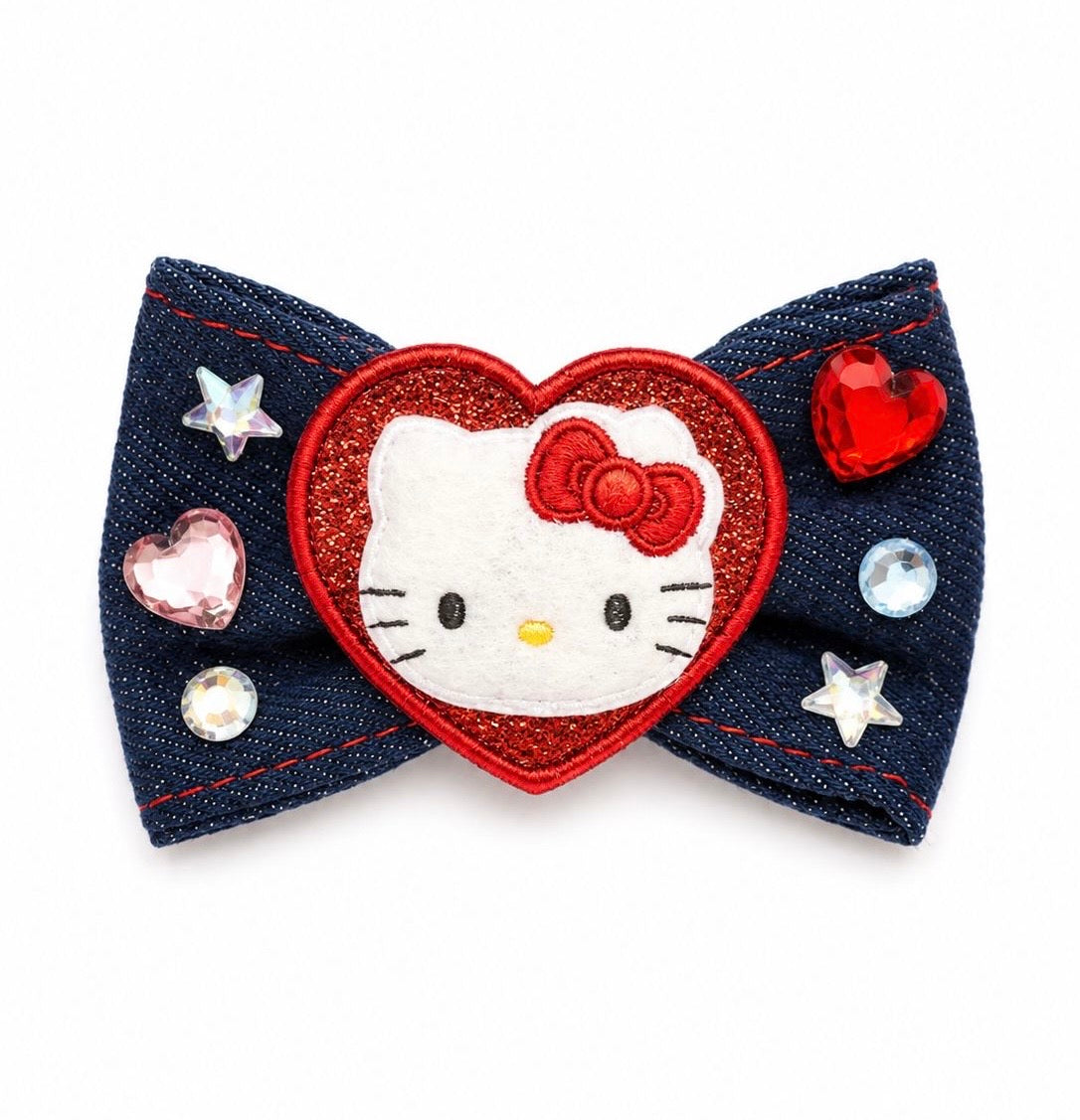 Hello Kitty Denim Japanese Sanrio Hair Clip