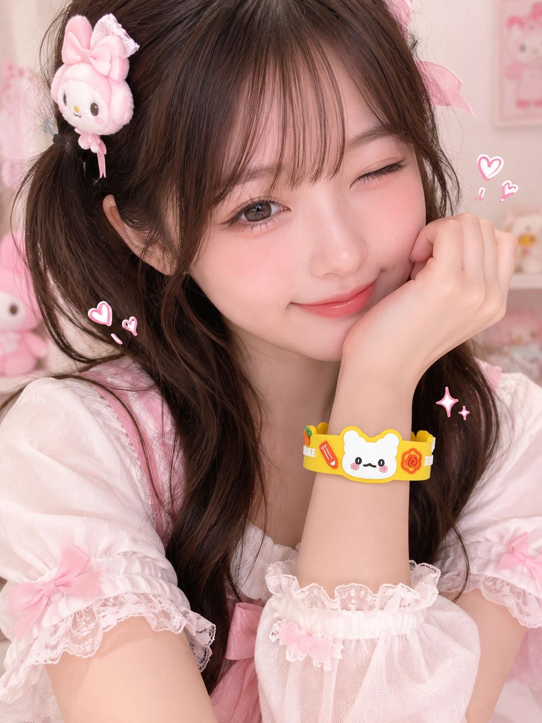 Hanamaruobake Silicone Japanese Sanrio Wrist Strap Bracelet