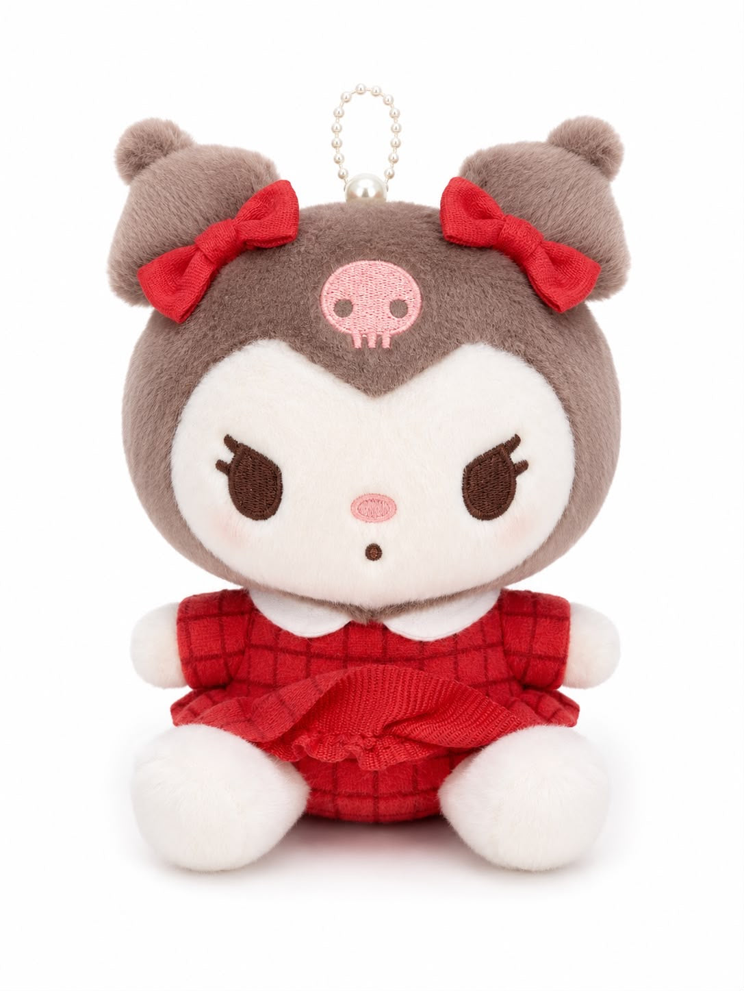 Red Tartan Schoolgirl Kuromi Japanese Sanrio Plush Keychain