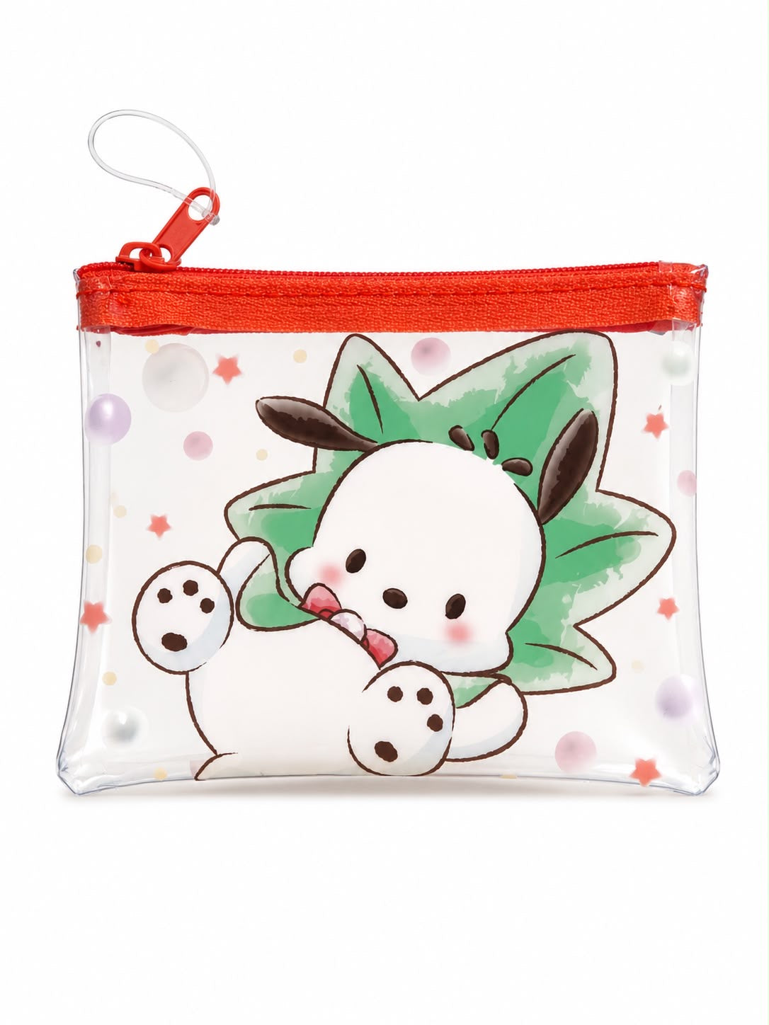 Pochacco Mint Leaf Clear PVC Japanese Sanrio Coin Pouch