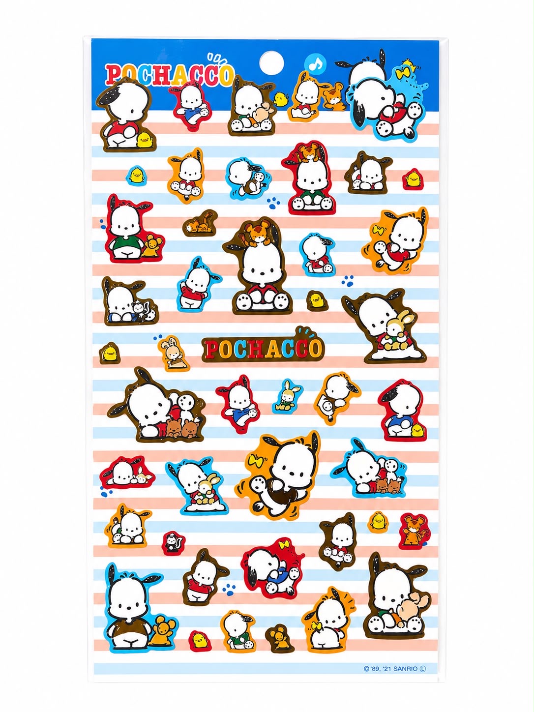 Pochacco Striped Sticker Sheet Japanese Sanrio