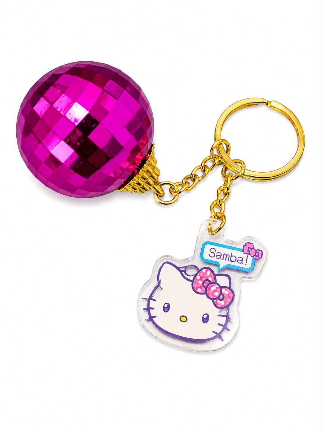 Hello Kitty Pink Japanese Sanrio Disco Ball Keychain
