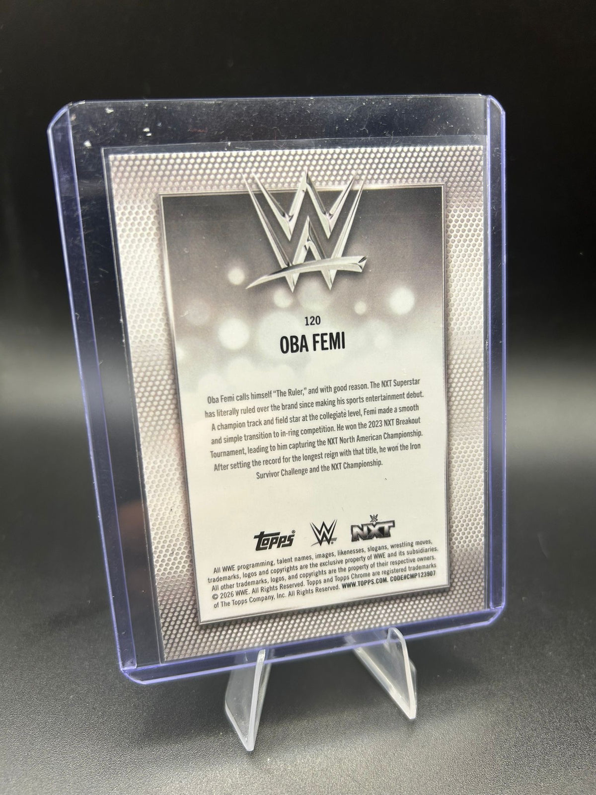 2026 WWE Topps Chrome Logofractor Obi Femi /99 Green