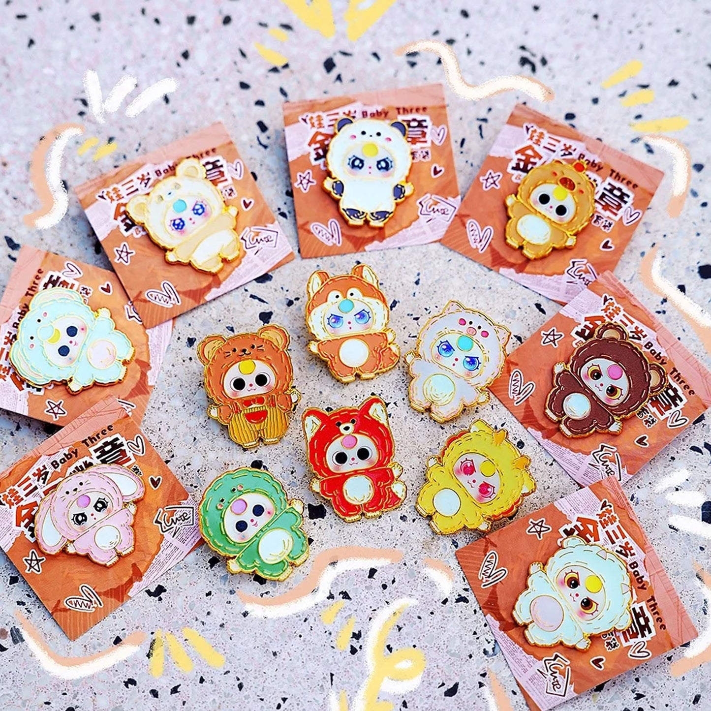 Baby Three Enamel Badge Blind Bag