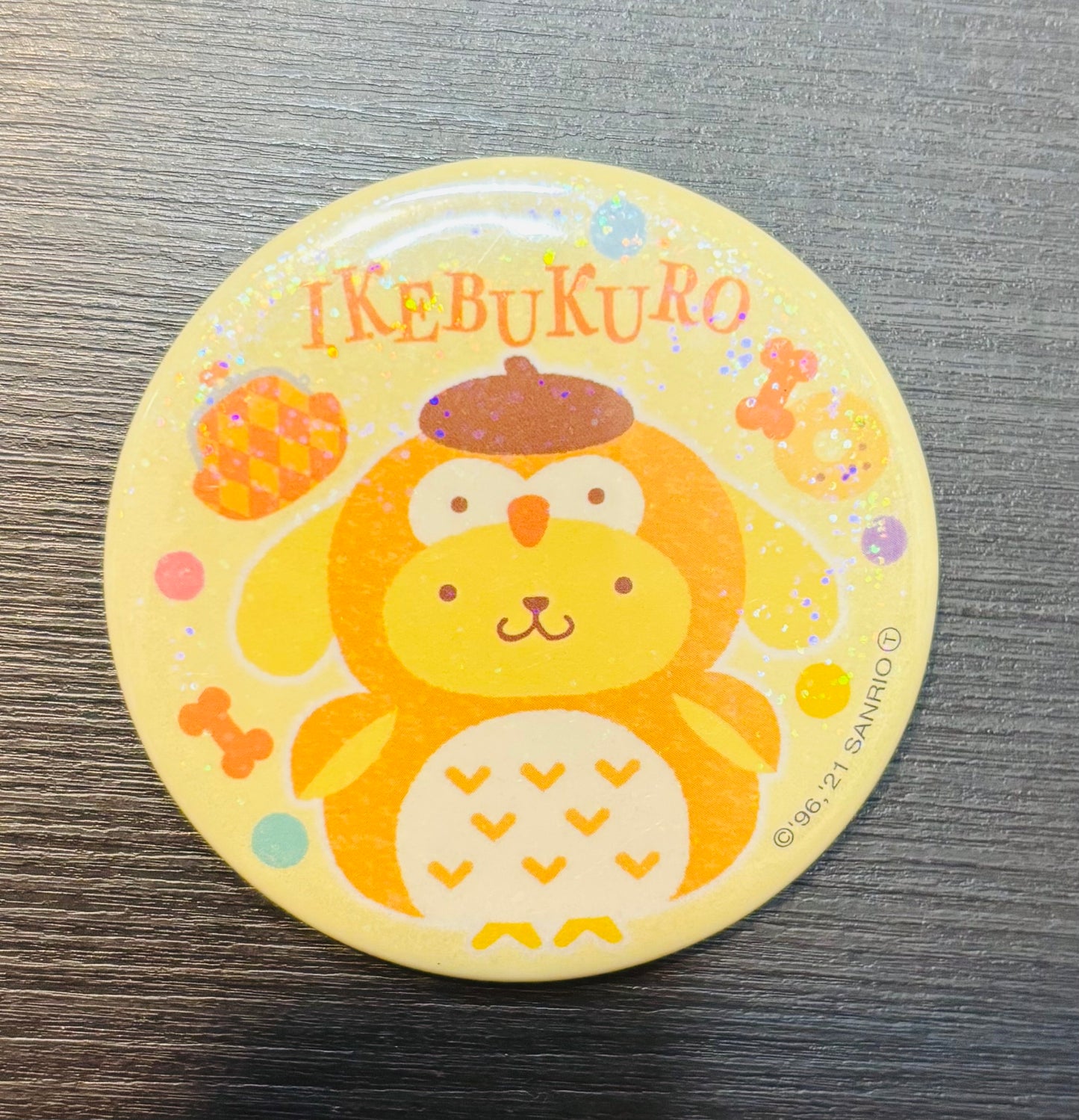 PomPomPurin Ikebukyro Owl 2021 5.5cm Japanese Sanrio Badge