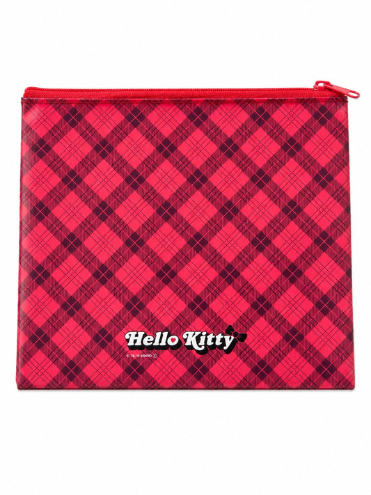 Hello Kitty PVC Black Tartan Japanese Sanrio Zip Pouch