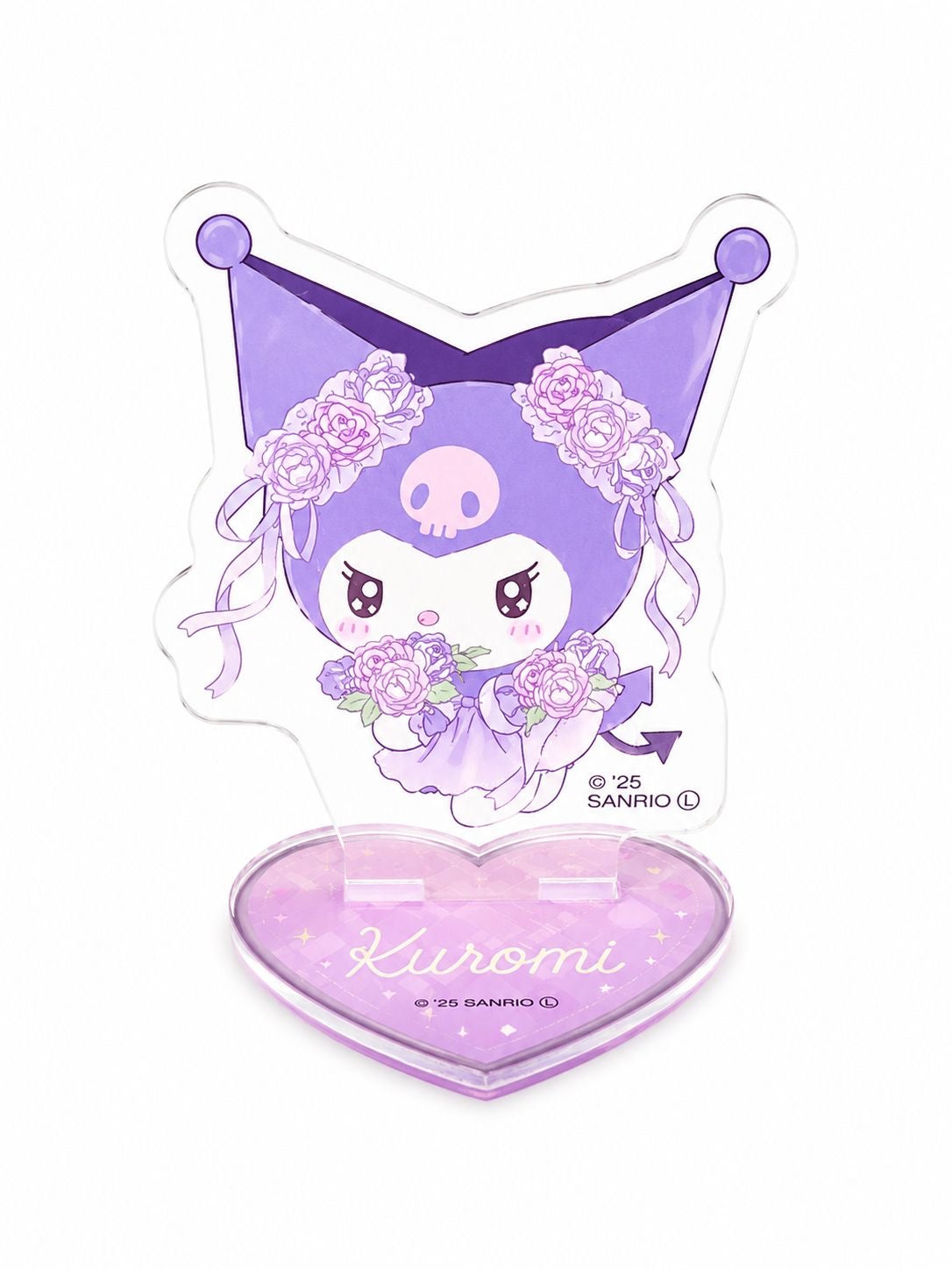 Kuromi Purple Flowery Clear Acrylic Display Stand Japanese Sanrio