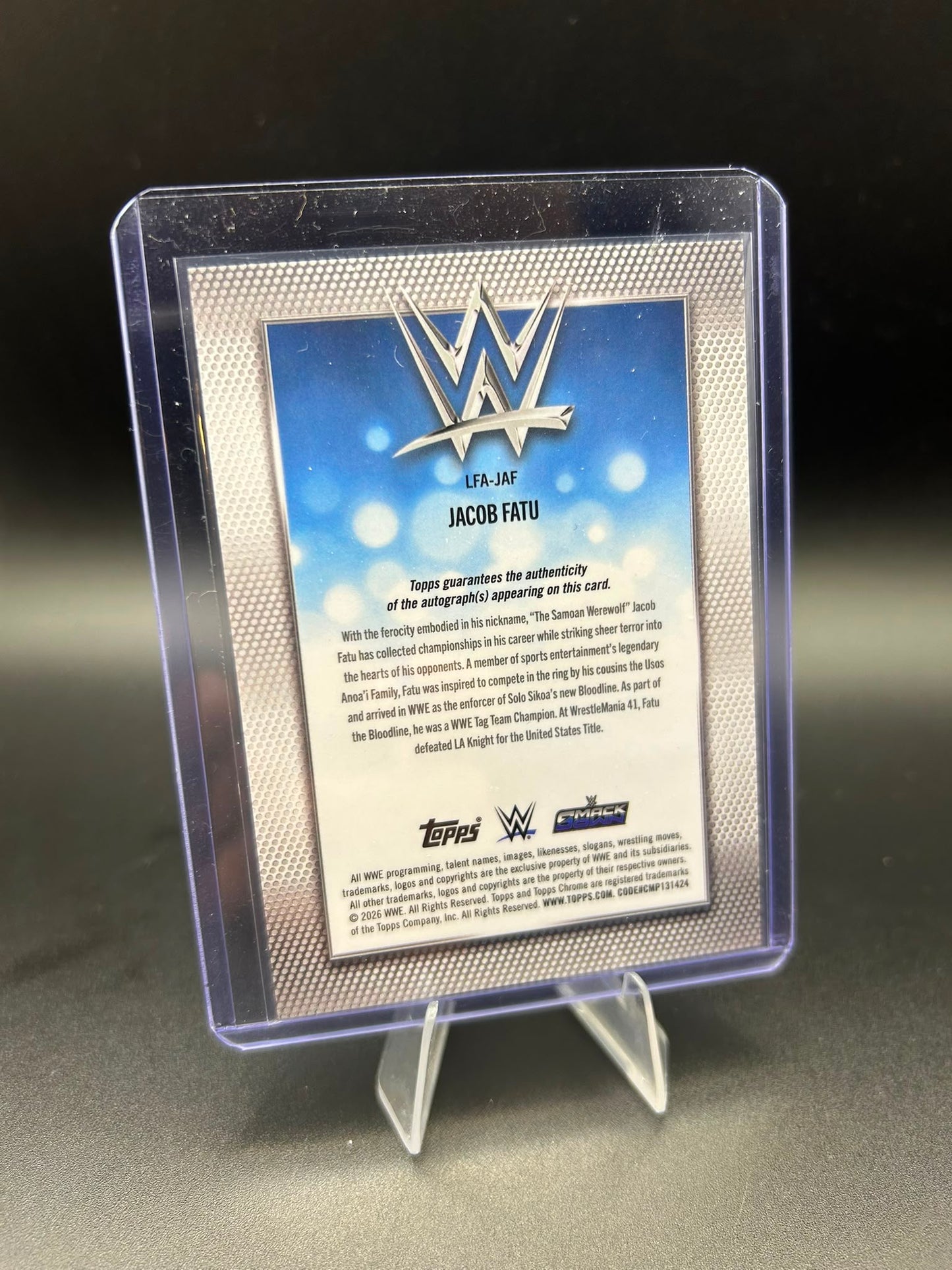 2026 WWE Topps Chrome Logofractor Jacob Fatu Auto /25 Orange