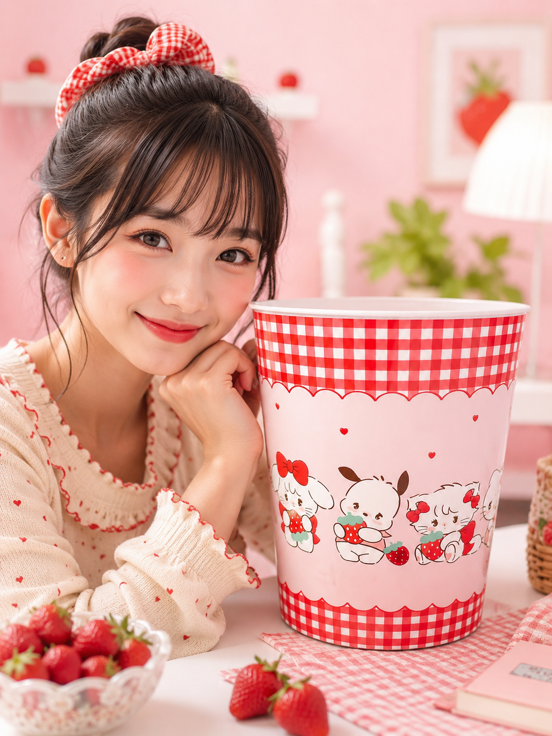 Sanrio x Mikko Strawberry Mini Office Bin Japanese Sanrio