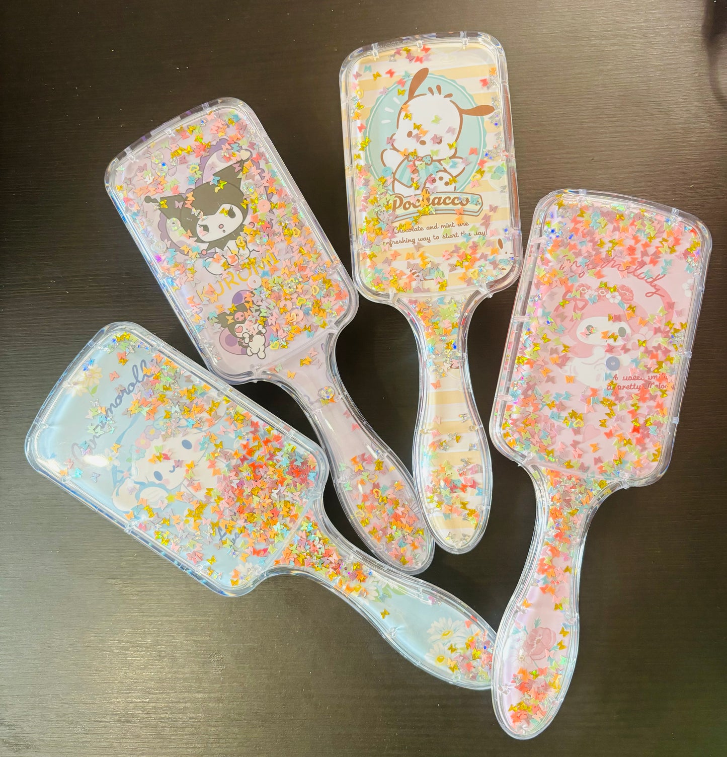 Shaker Confetti Glitter Sparkle Paddle Hairbrush