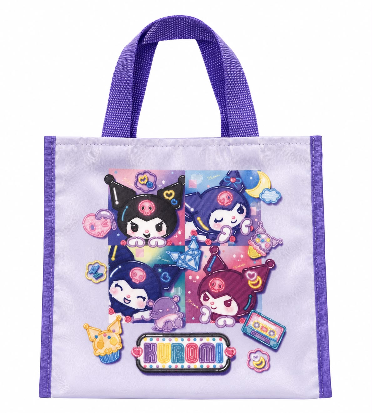 Kuromi Purple Mini Square Japanese Sanrio Padded Tote Bag