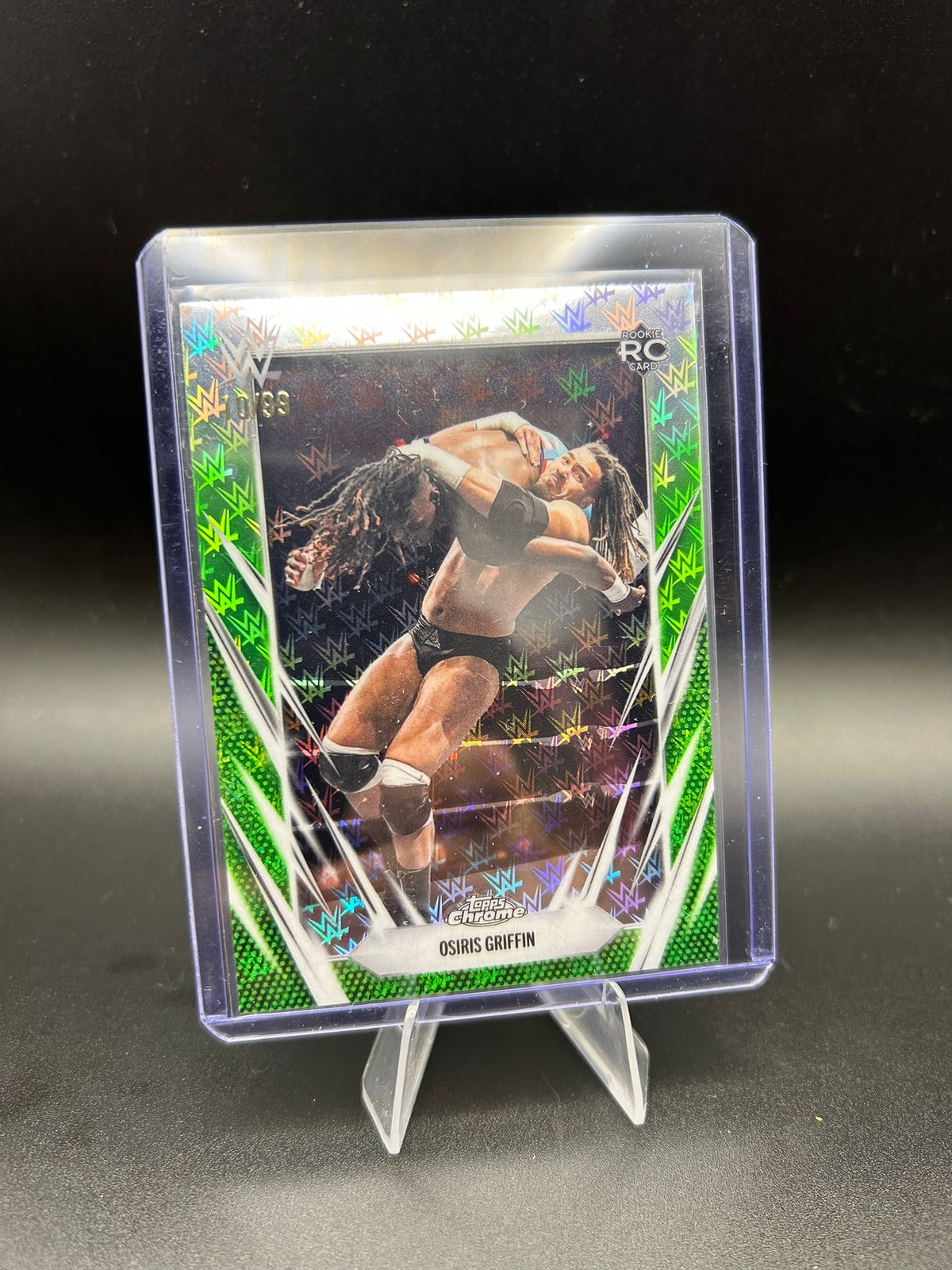 2026 WWE Topps Chrome Logofractor Osiris Griffin /99 Green RC Rookie