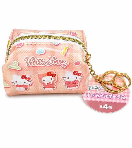 Hello Kitty Peach Zip Japanese Sanrio Mini Purse Keychain