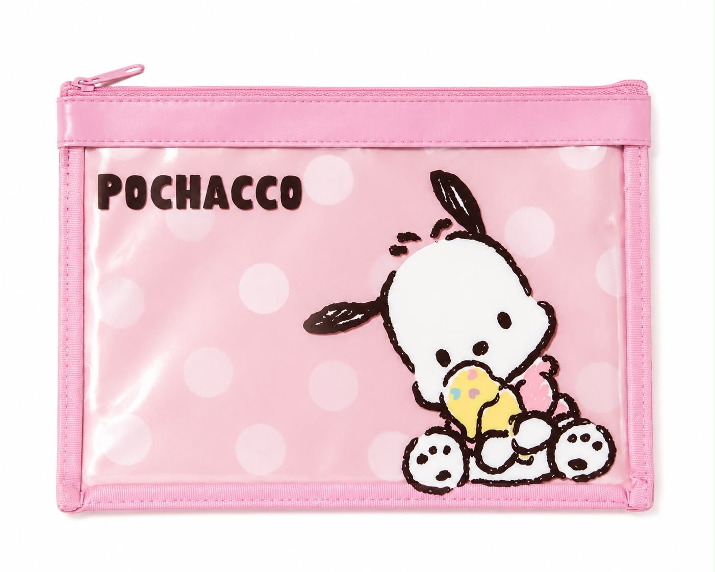 Pochacco A5 Pink Zip Pouch Japanese Sanrio