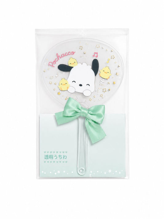 Pochacco Clear Ribbon Mini Handheld Fan Japanese Sanrio