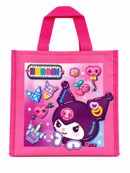Kuromi Pink/Green Mini Square Japanese Sanrio Padded Tote Bag
