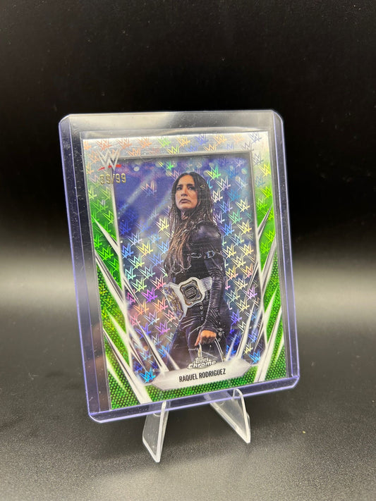 2026 WWE Topps Chrome Logofractor Raquel Rodriguez /99 Green