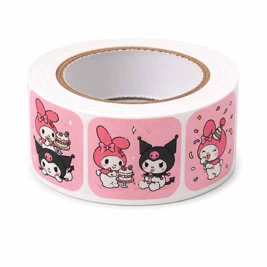 Pink Melody x Kuromi Squares 500pc Colourful Sanrio Sticker Reel
