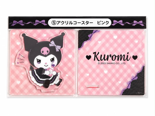 Pink Kuromi Square Coaster Acrylic Display Stand Japanese Sanrio