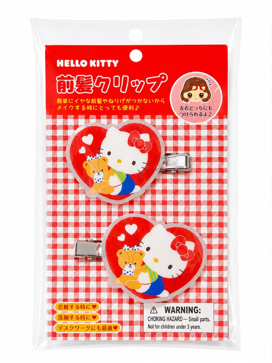 Hello Kitty Red Heart Japanese Sanrio Hair Clips