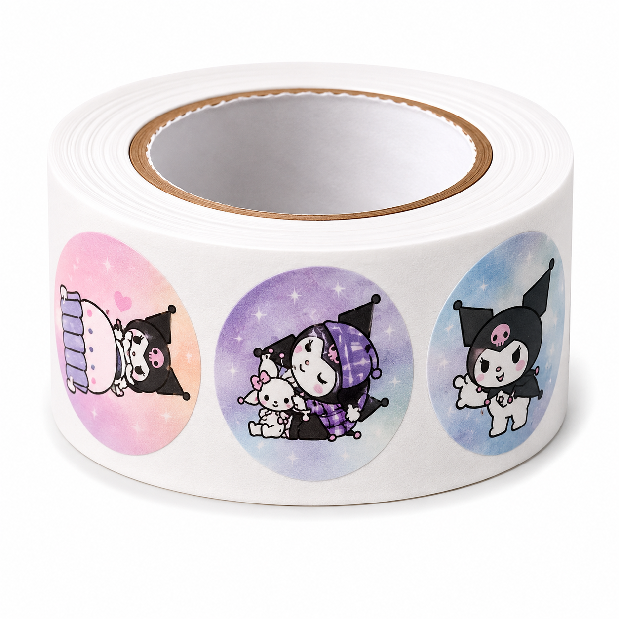 Colourful Kuromi Circles 500pc Sanrio Sticker Reel