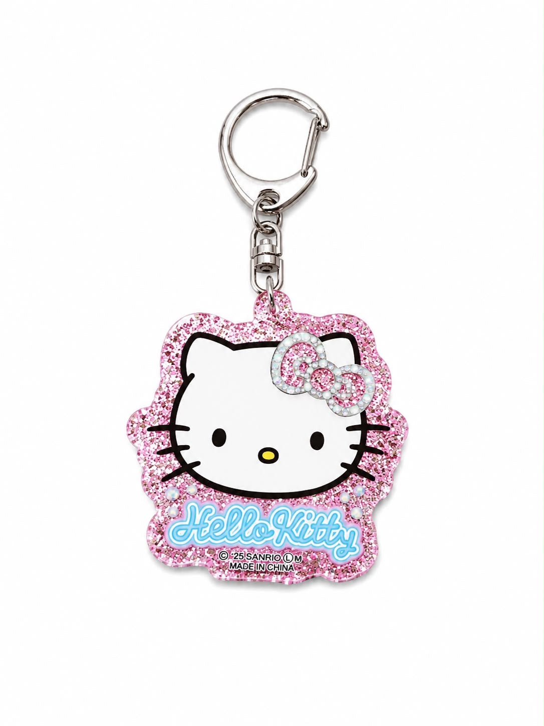 Hello Kitty Face Pink Glitter Acrylic Japanese Sanrio Keychain