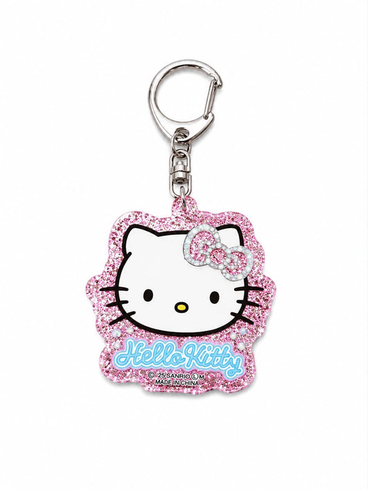 Hello Kitty Face Pink Glitter Acrylic Japanese Sanrio Keychain