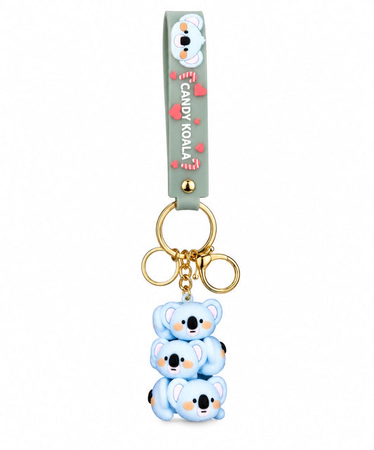 Bunch of Blue Koalas Rubber Keychain