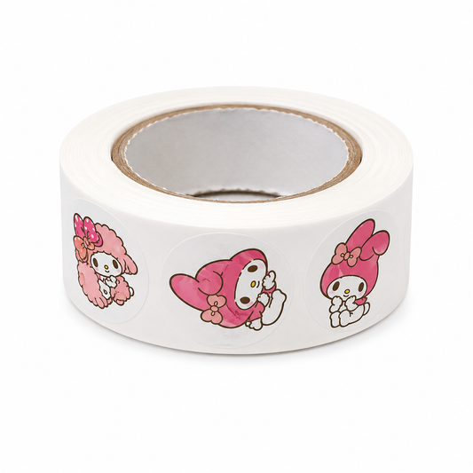 White Melody Circles 500pc Colourful Sanrio Sticker Reel