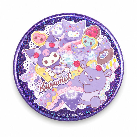 Kuromi Waffle Glitter 7.5cm Japanese Sanrio Badge