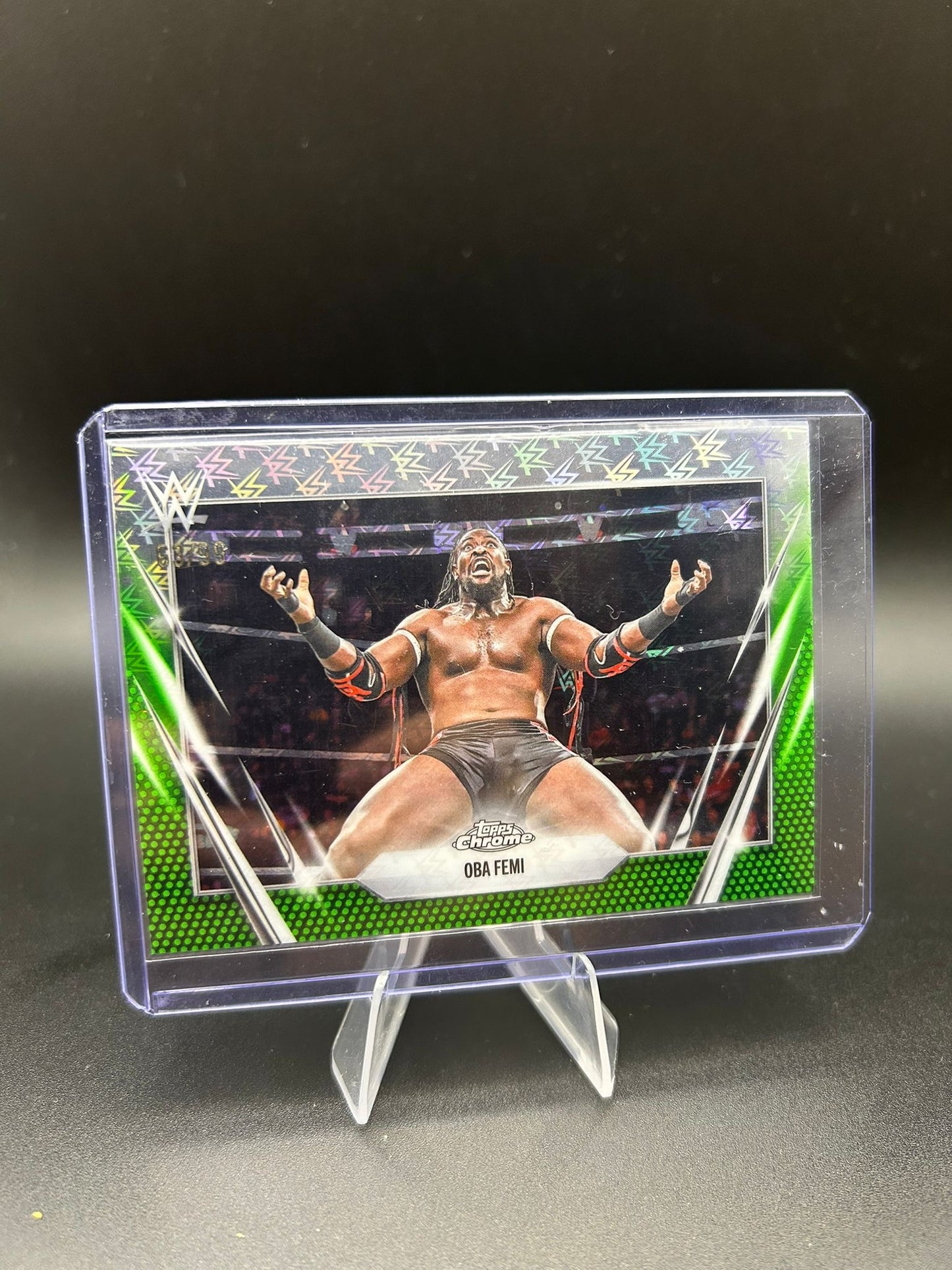 2026 WWE Topps Chrome Logofractor Obi Femi /99 Green