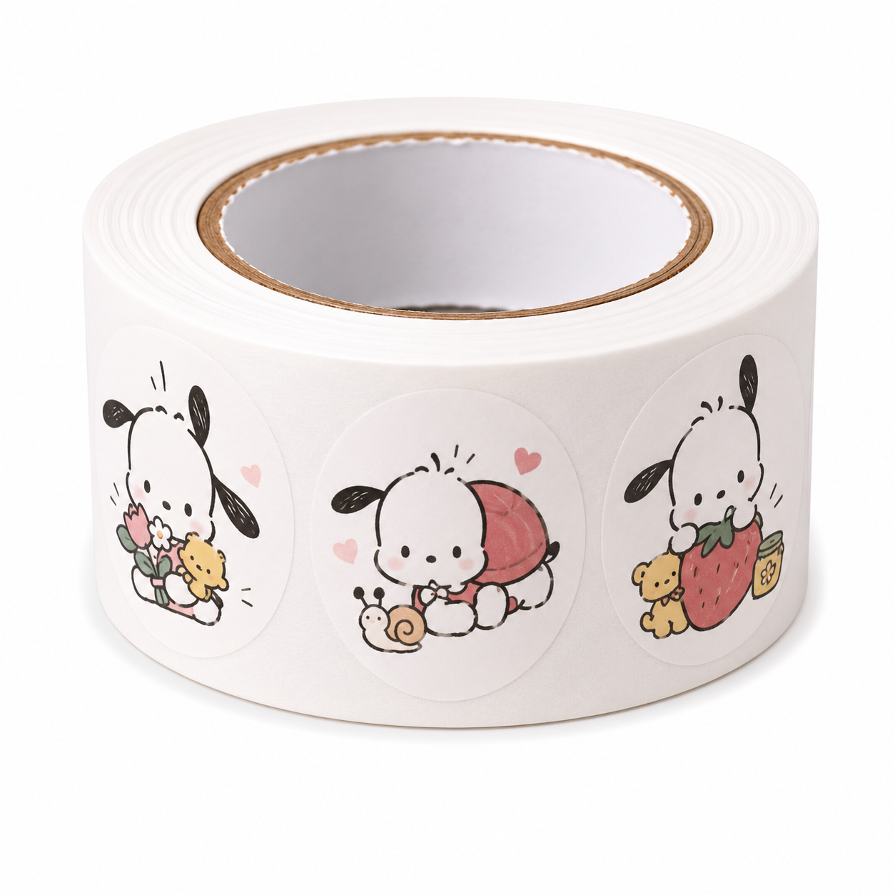 White Pochacco Circles 500pc Colourful Sanrio Sticker Reel