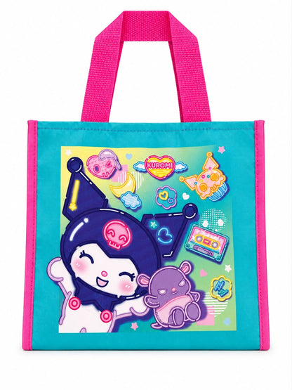 Kuromi Pink/Green Mini Square Japanese Sanrio Padded Tote Bag