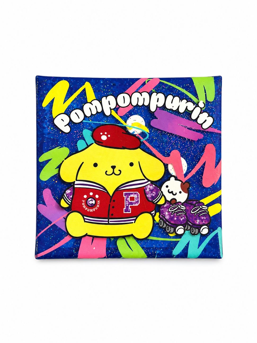 PomPomPurin Square PVC Button Pouch Japanese Sanrio Keychain