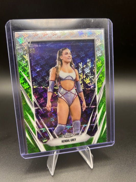 2026 WWE Topps Chrome Logofractor Kendal Grey /99 Green