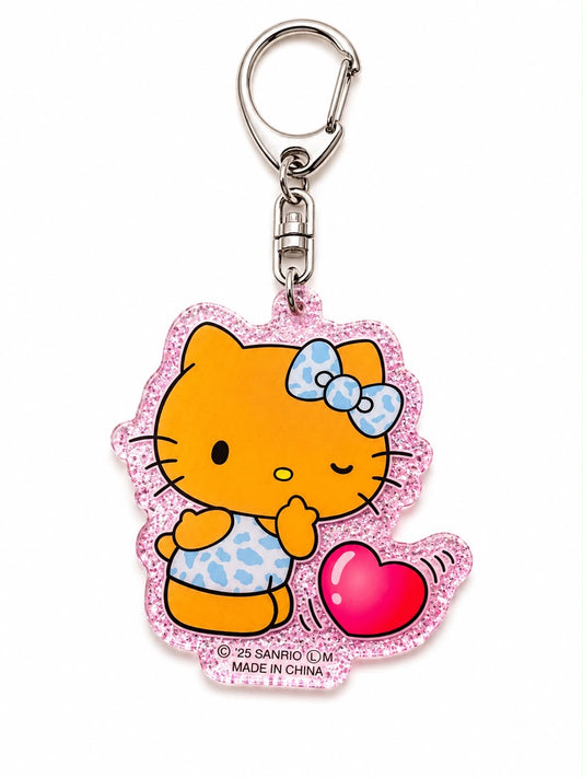 Hello Kitty Pink Glitter Acrylic Japanese Sanrio Keychain