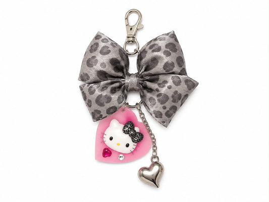 Hello Kitty Leopard Grey Bow Japanese Sanrio Keychain Bag Charm