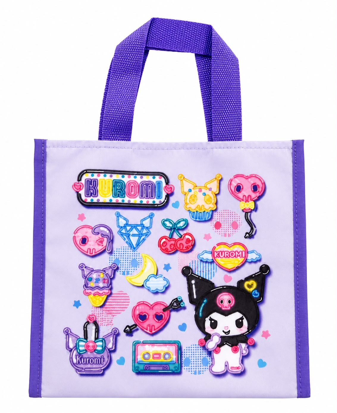 Kuromi Purple Mini Square Japanese Sanrio Padded Tote Bag