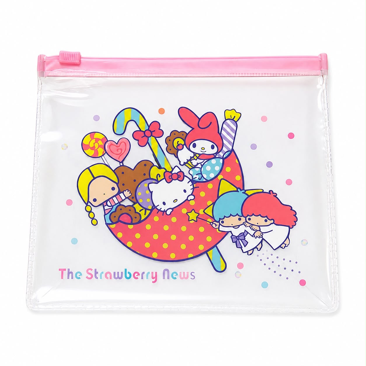 Strawberry News Girls Clear PVC Japanese Sanrio Pouch
