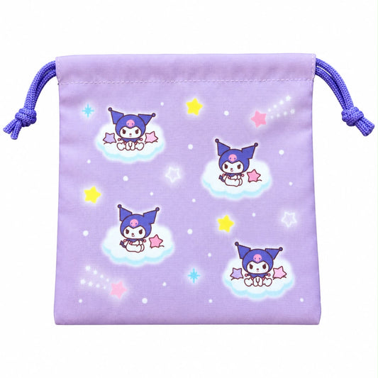 Kuromi Embroidered Japanese Sanrio Drawstring Bag